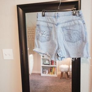 Distressed Denim High-waisted Shorts